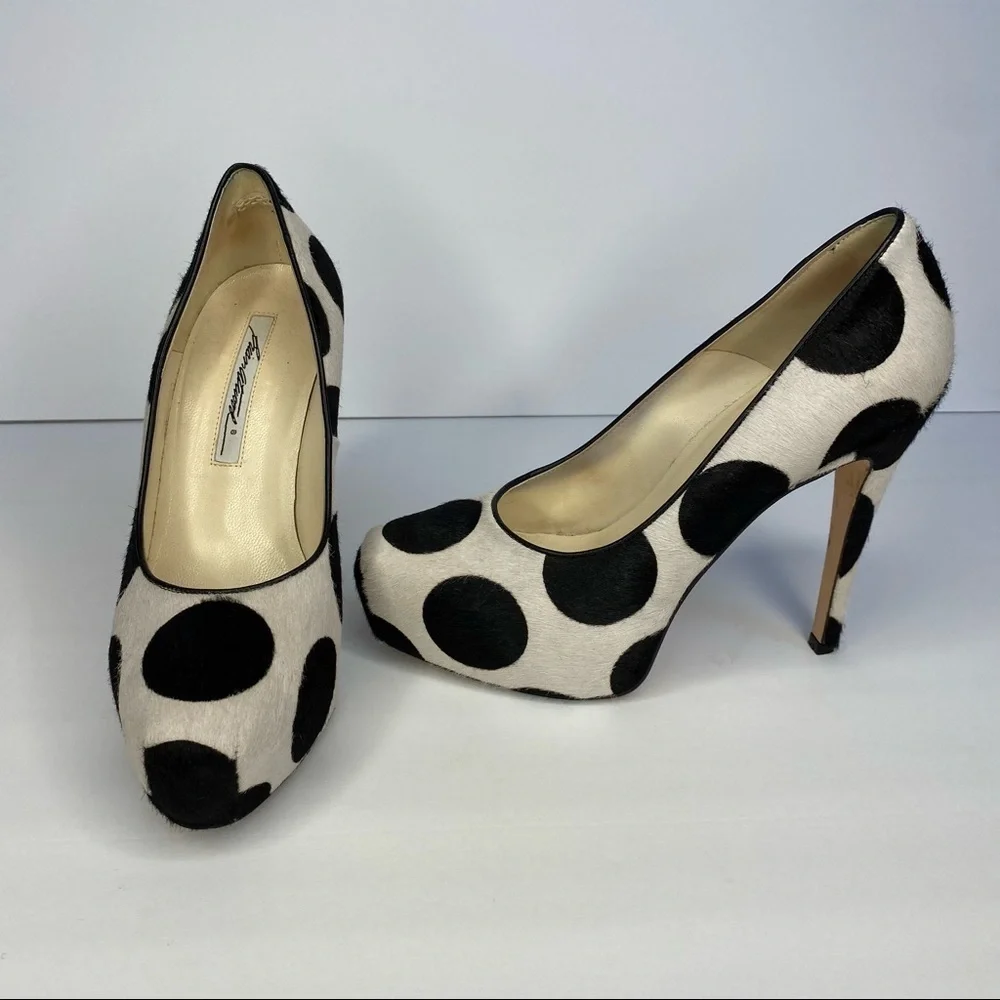 𝅺BRIAN Atwood Pony-skin Polka Dot Heels